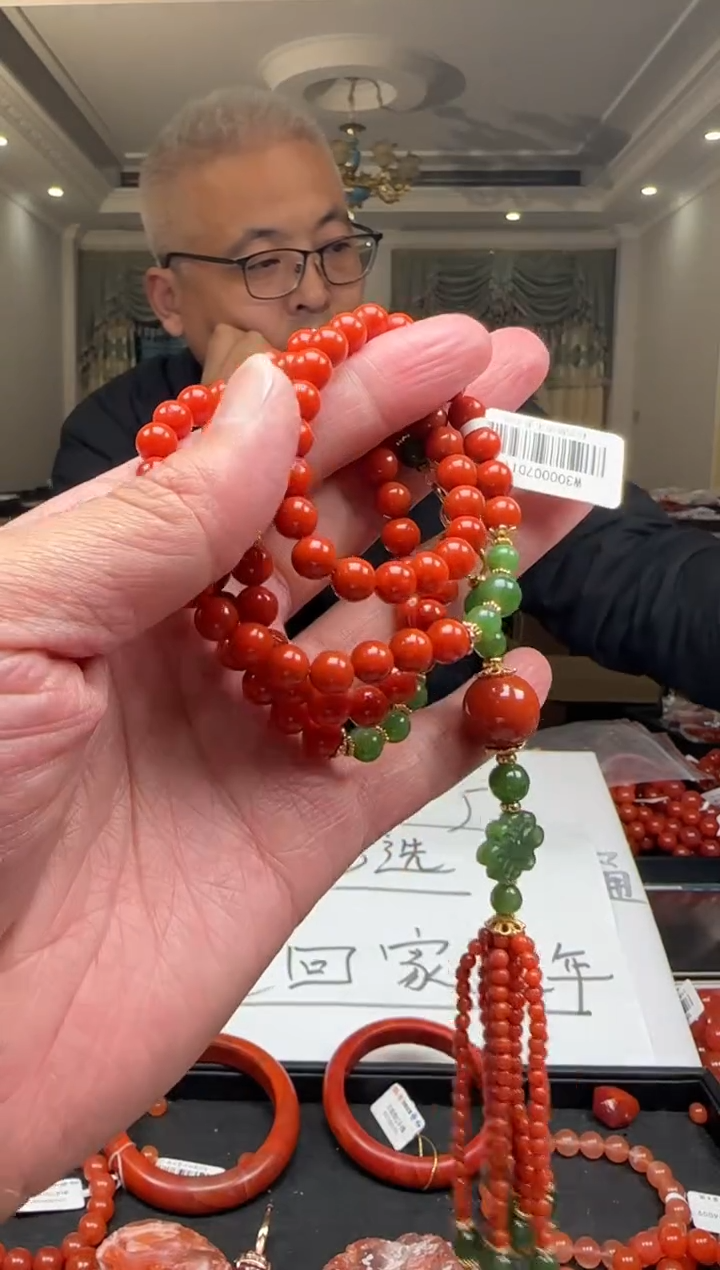 【闪购商品】南红玛瑙7mm瓦西108圆珠毛衣链未镶嵌多样性发一件