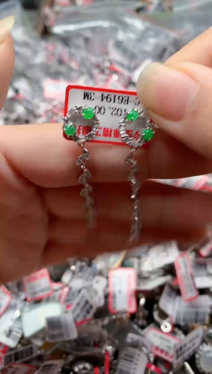 银S925镶嵌戒指翡翠天然A货缅甸翡翠