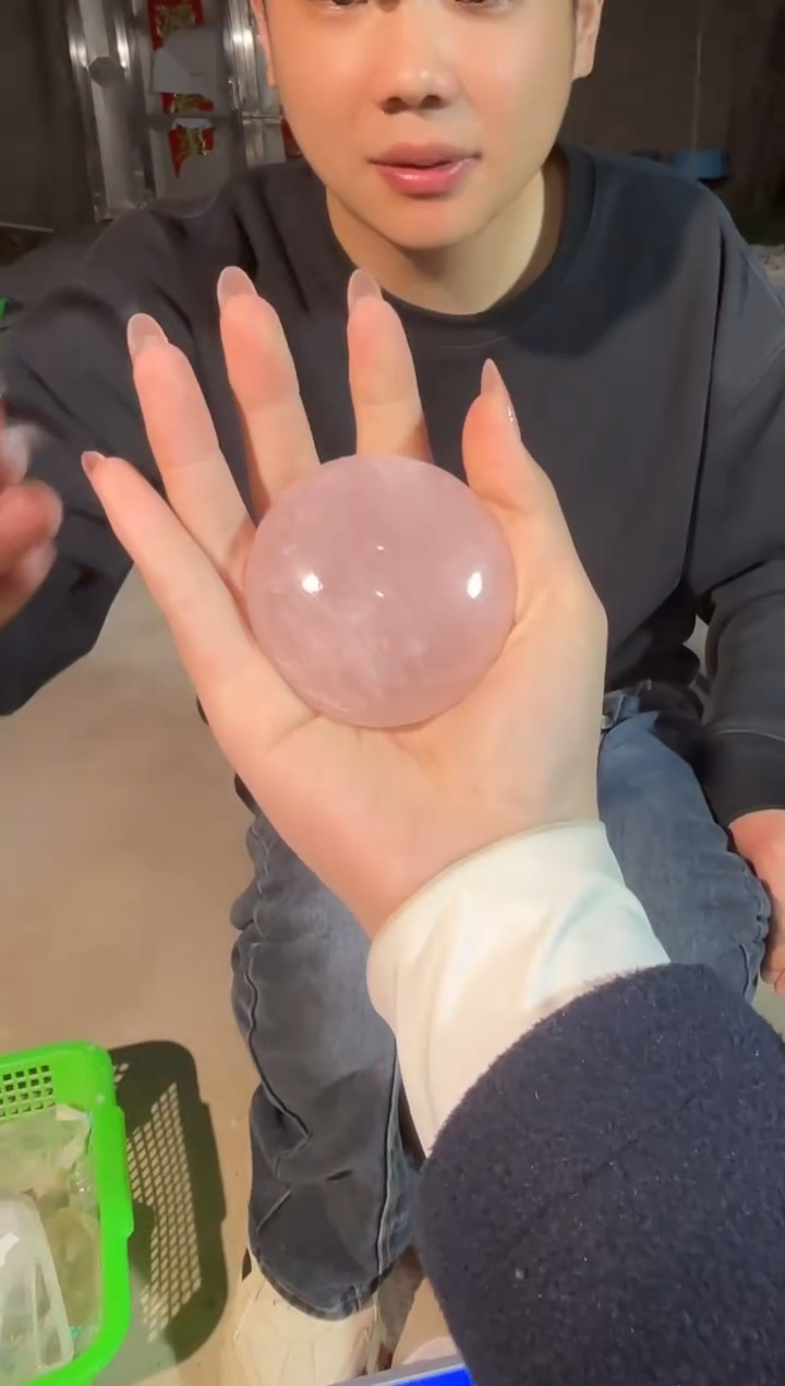 摆件未镶嵌水晶粉水晶手把件 893