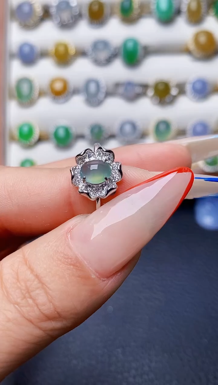 银S925镶嵌戒指翡翠4341