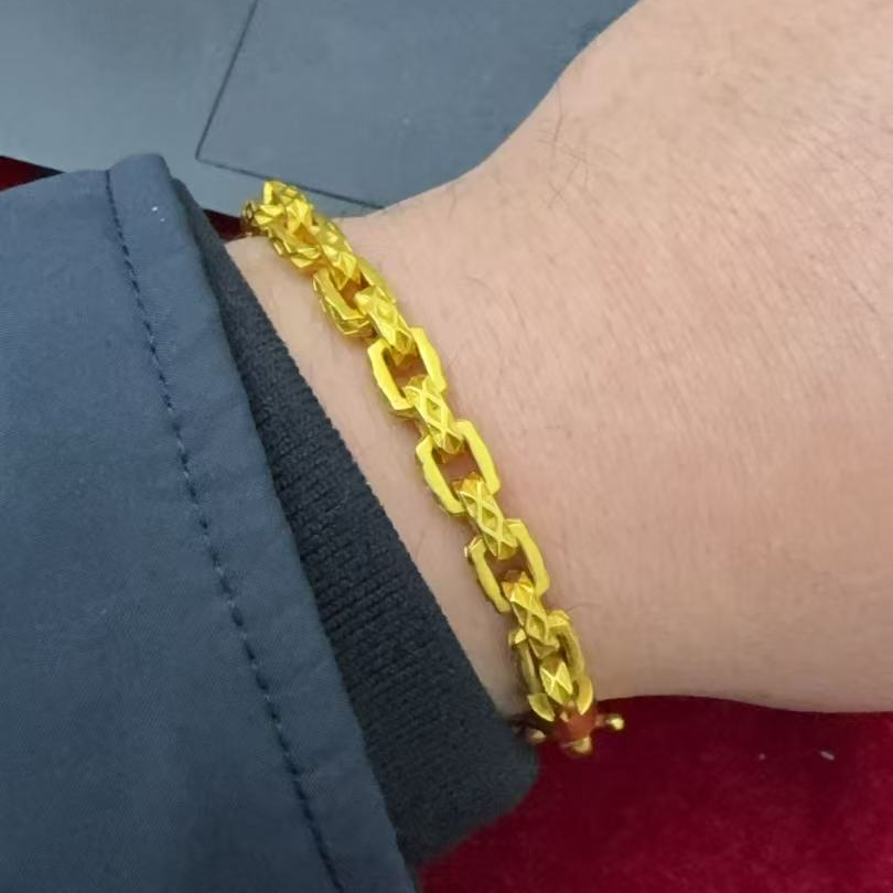 合金手链 合金男士时尚百搭气质硬汉卡卡手链环环相扣简约素款