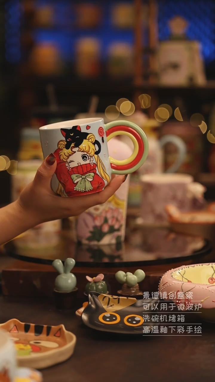陶瓷景德镇可爱陶瓷釉下彩绘设计师款