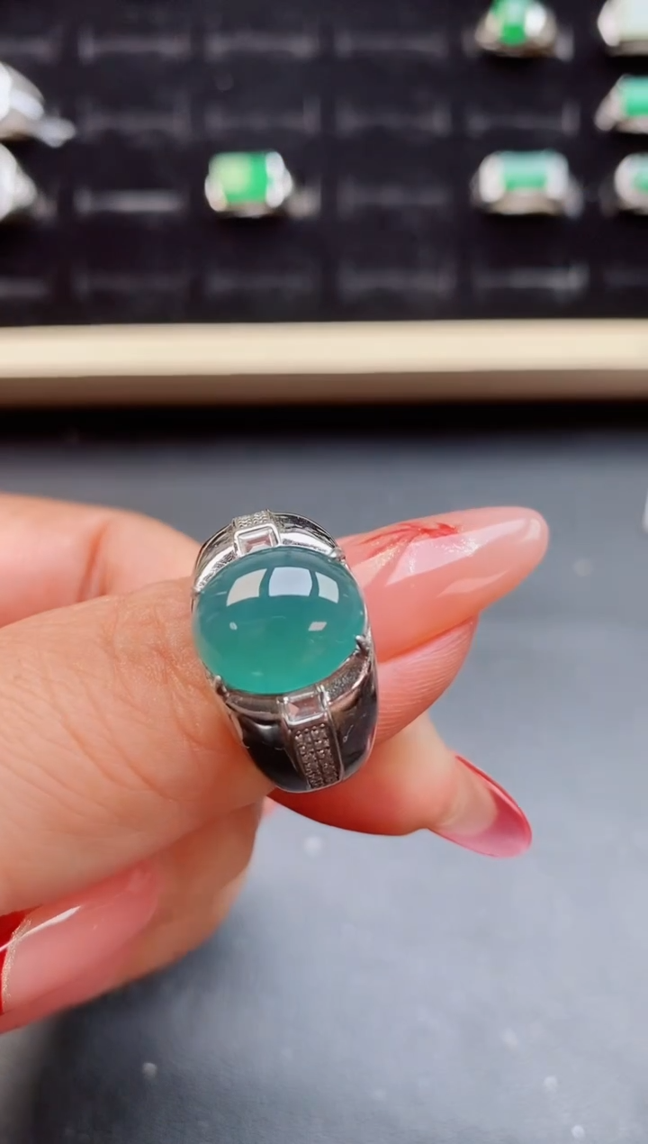 【闪购商品】翡翠戒指银S925镶嵌058505