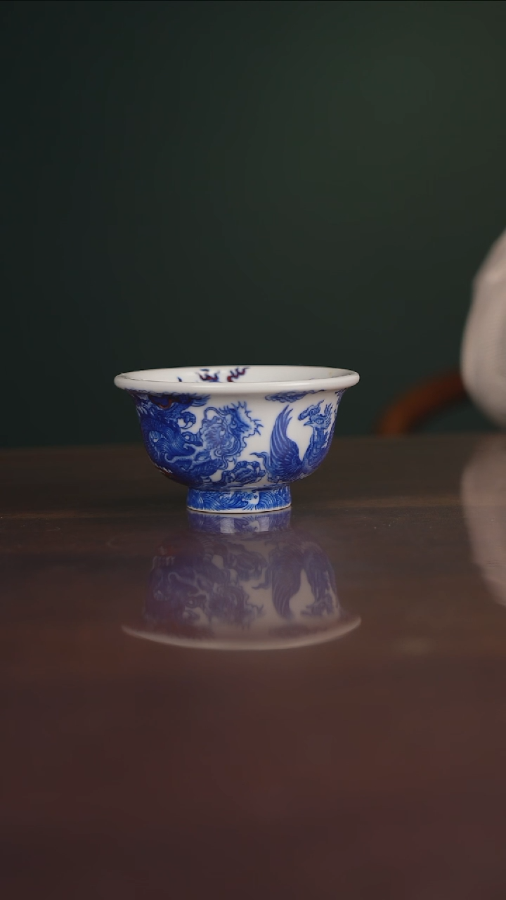 自成堂柴窑 青花龙凤