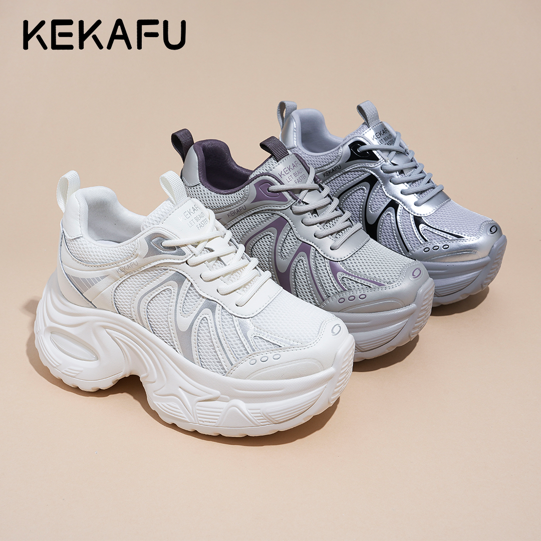KEKAFU/珂卡芙2025年新款增高显脚小【厚底增高6CM】时尚老爹鞋