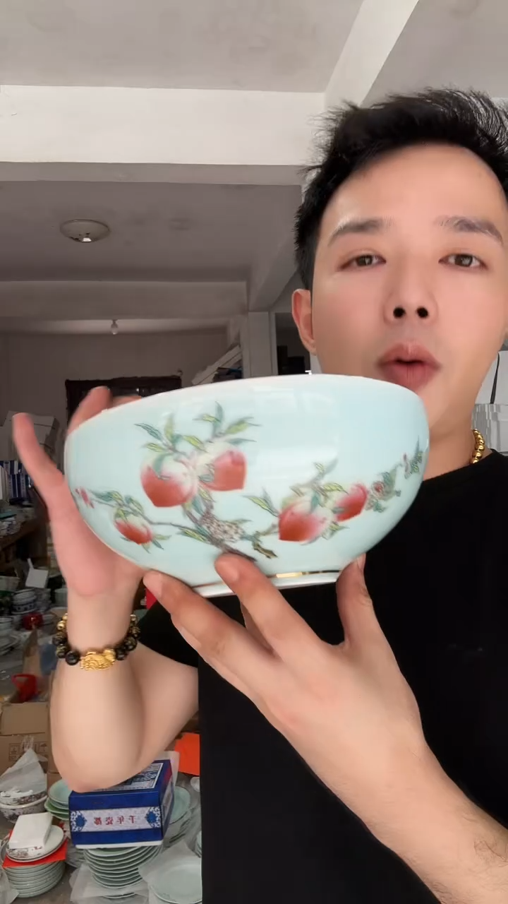 瓷片兰**?寿桃大号汤碗高货