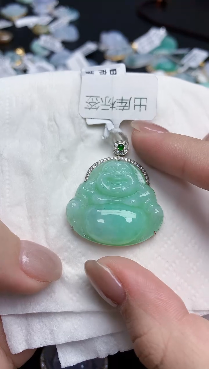 【闪购商品】翡翠颈饰18K金镶嵌天然缅甸翡翠A货