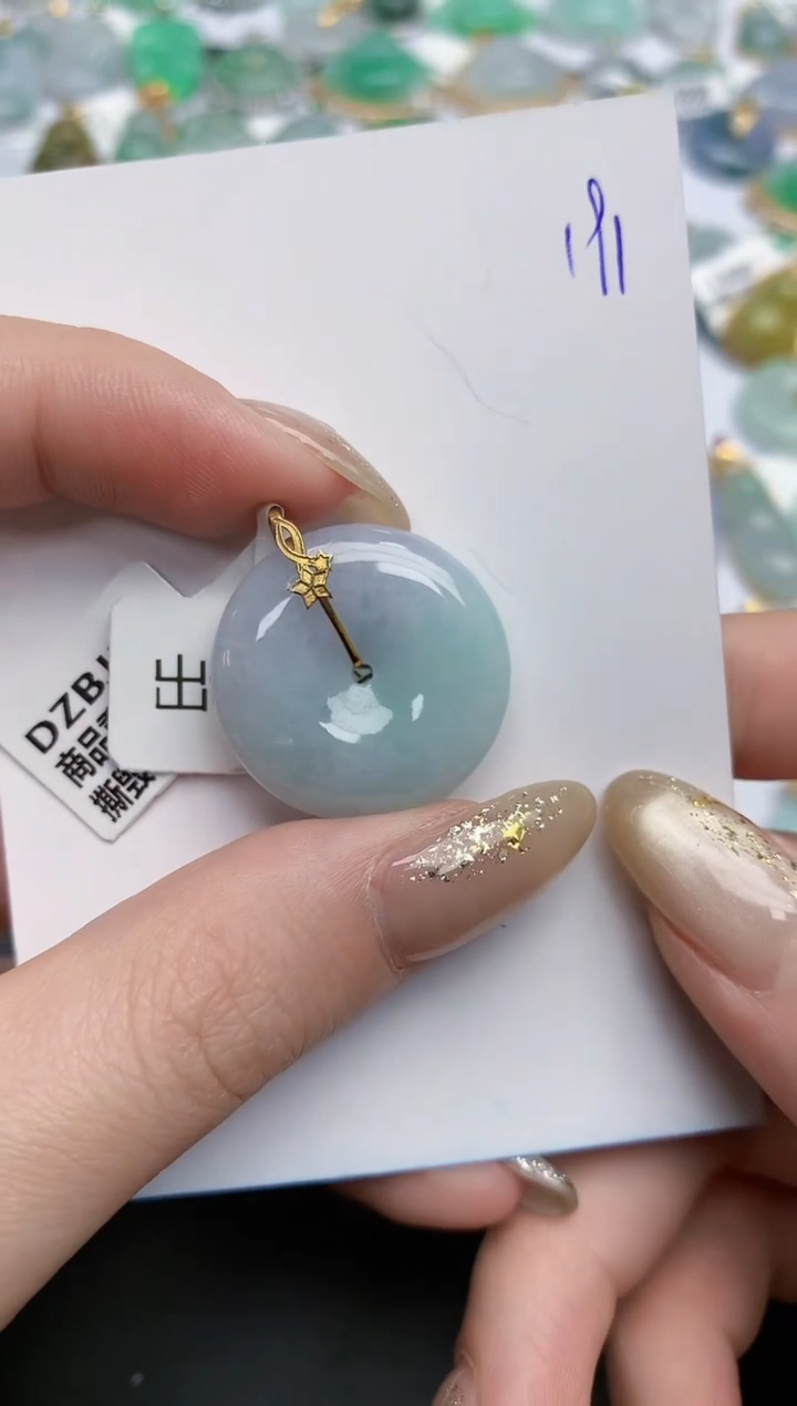 【闪购商品】翡翠颈饰18K金镶嵌天然缅甸翡翠A货