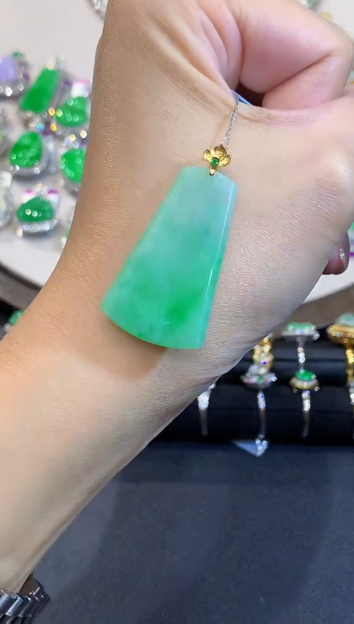 吊坠(不含链)18K金镶嵌翡翠L多样性发其一