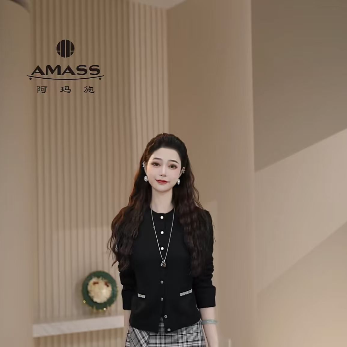 AMASS/阿玛施秋季新款时尚百搭小香风设计款长袖针织衫5499272