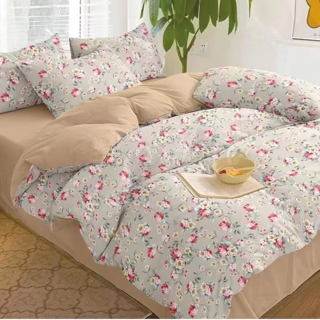 （271）亲肤加厚单人被套1.5*2米 （花语菲然-棕）