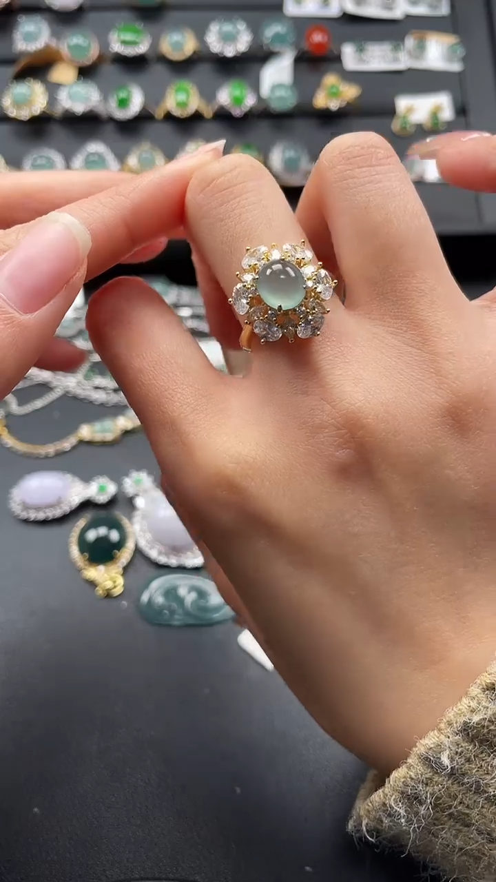 【闪购商品】翡翠戒指银S925镶嵌768567575