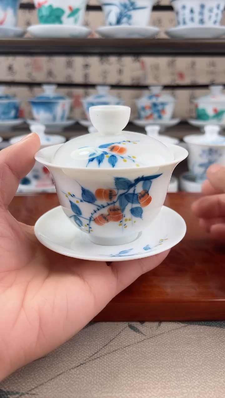 微瑕柿子150ml三才盖碗