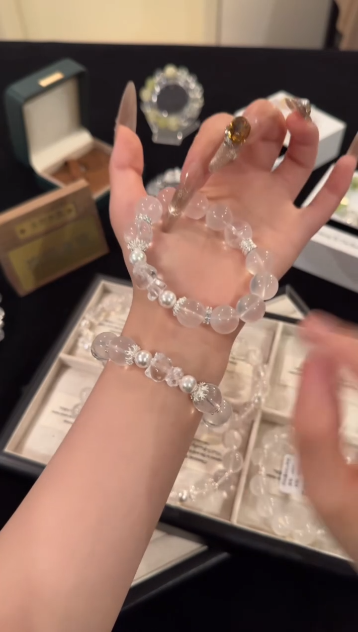 水晶手链合金奶白晶kitty猫x2011