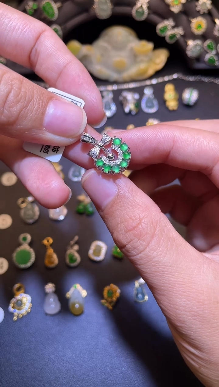 吊坠(不含链)银S925镶嵌翡翠1