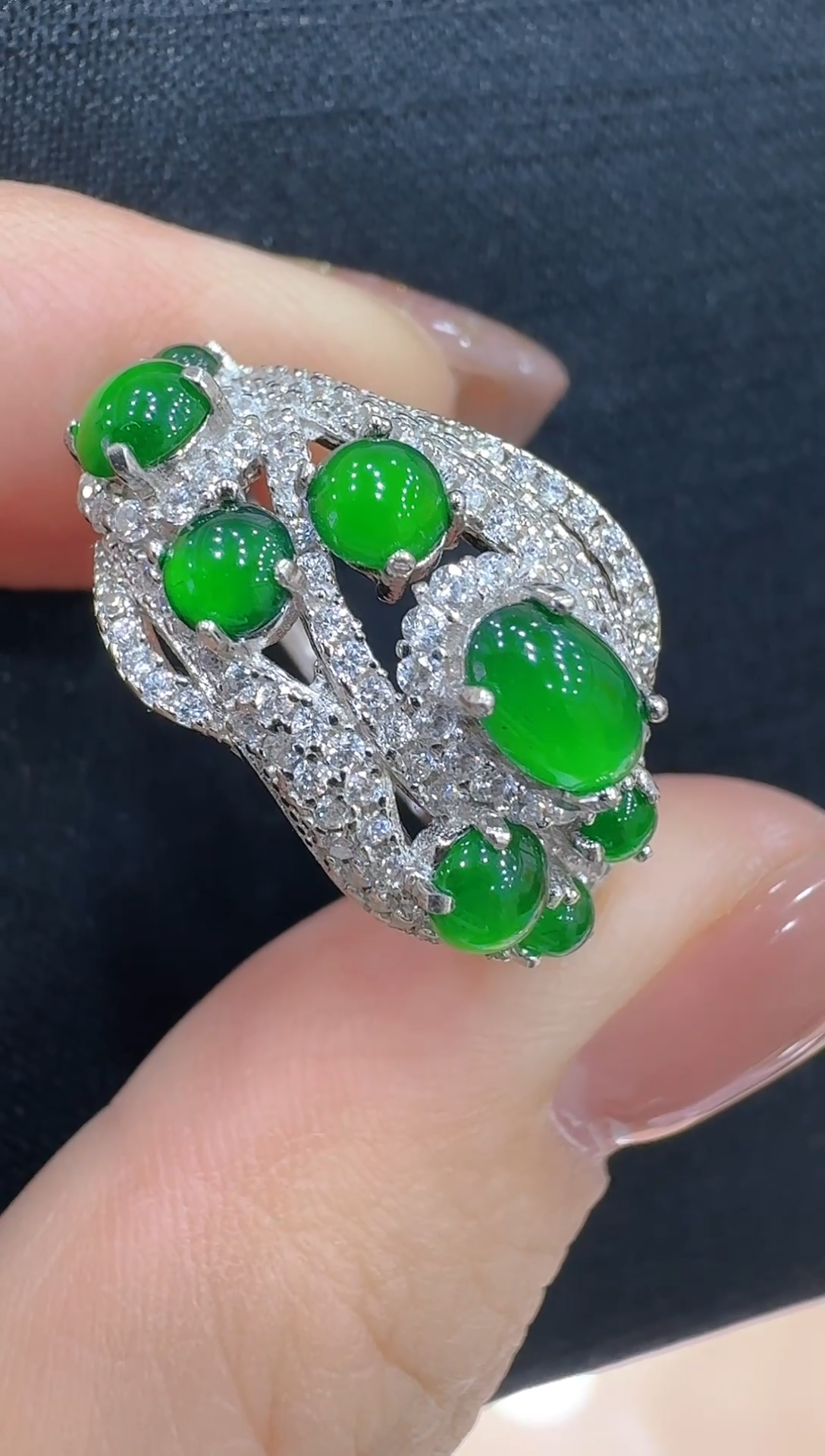 银S925镶嵌戒指翡翠多样性团购发一件