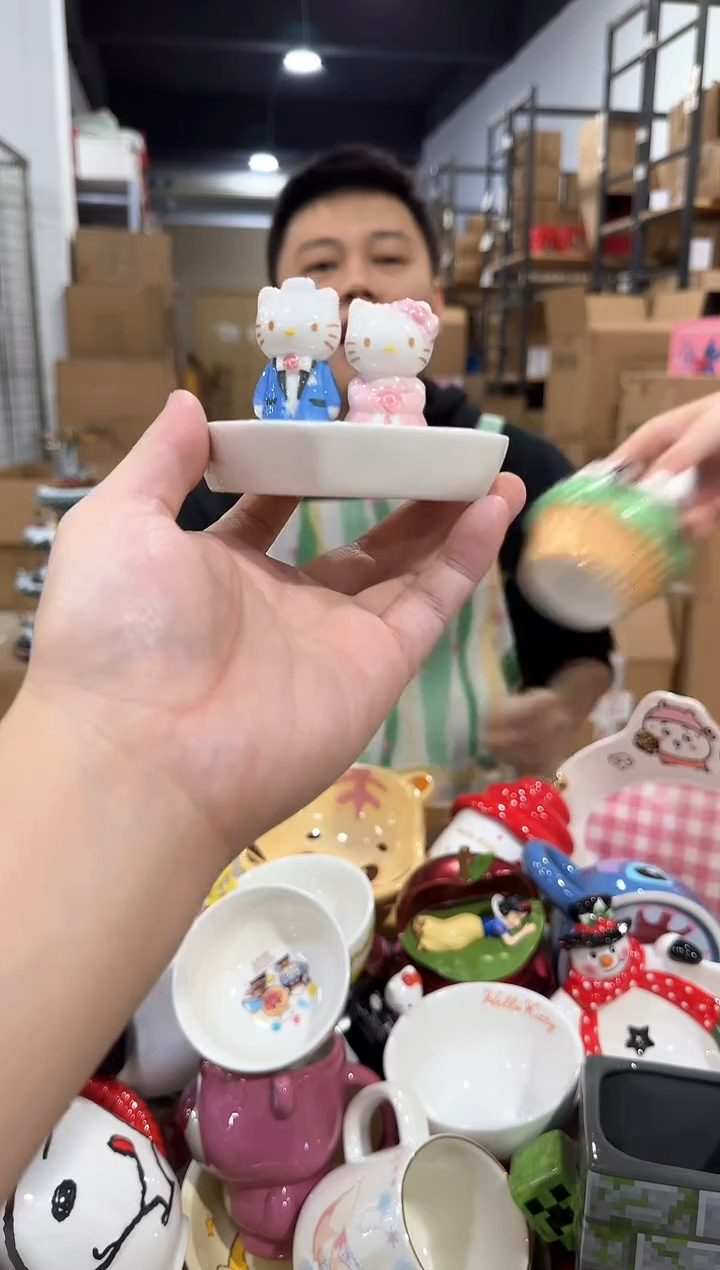 瓷片原盒kt猫结婚首饰盘