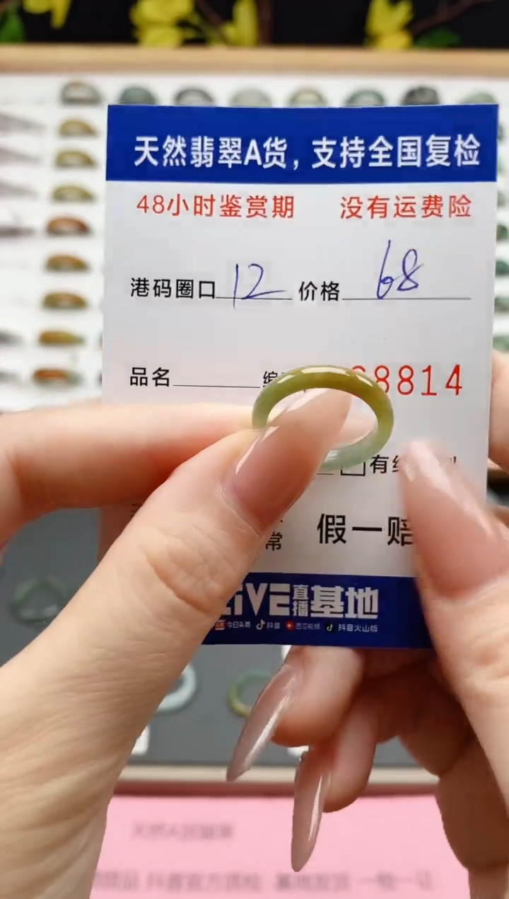 翡翠戒圈未镶嵌 天然A货翡翠戒圈8814