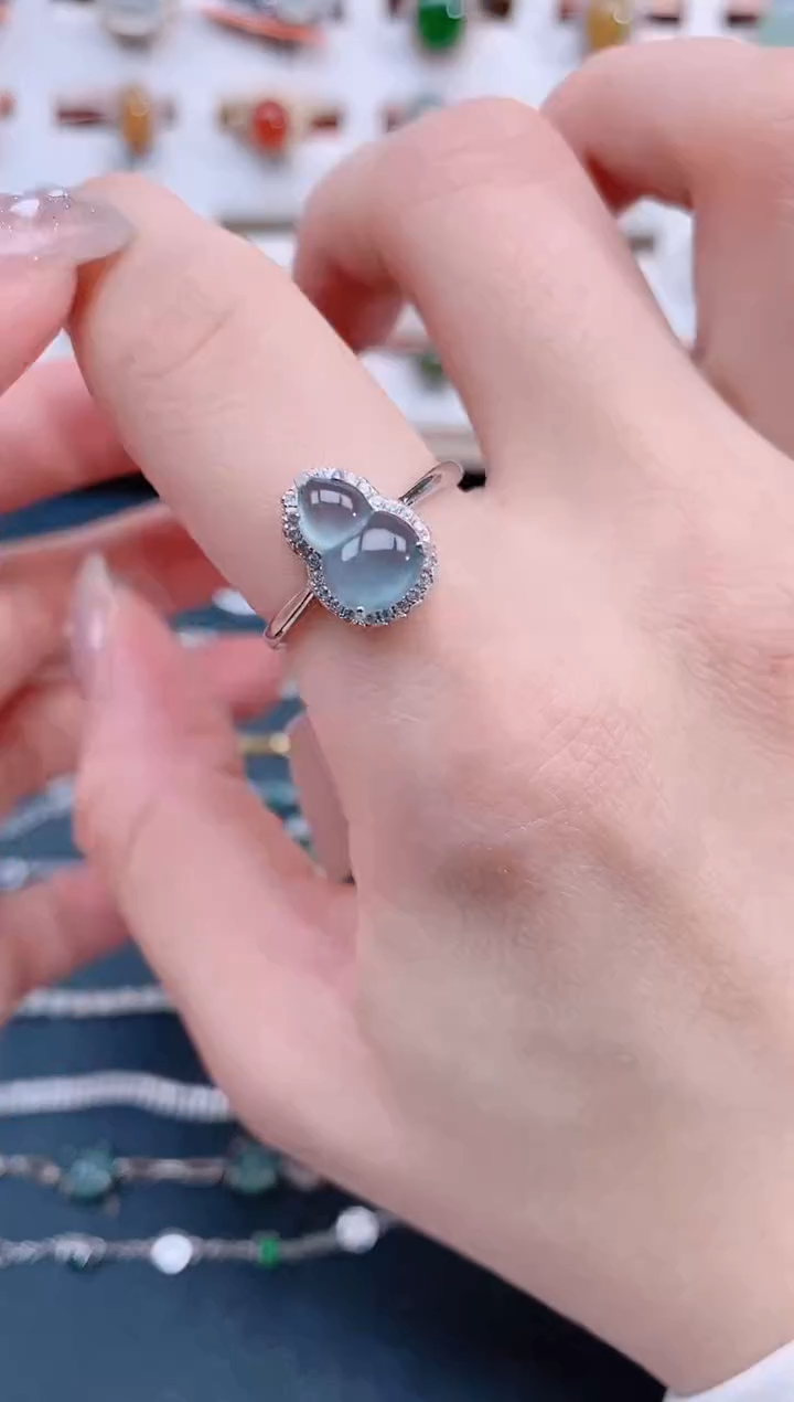 银S925镶嵌戒指翡翠天然翡翠