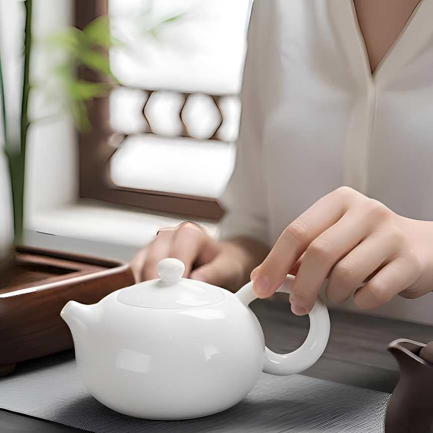 【旺】羊脂玉瓷西施壶单壶