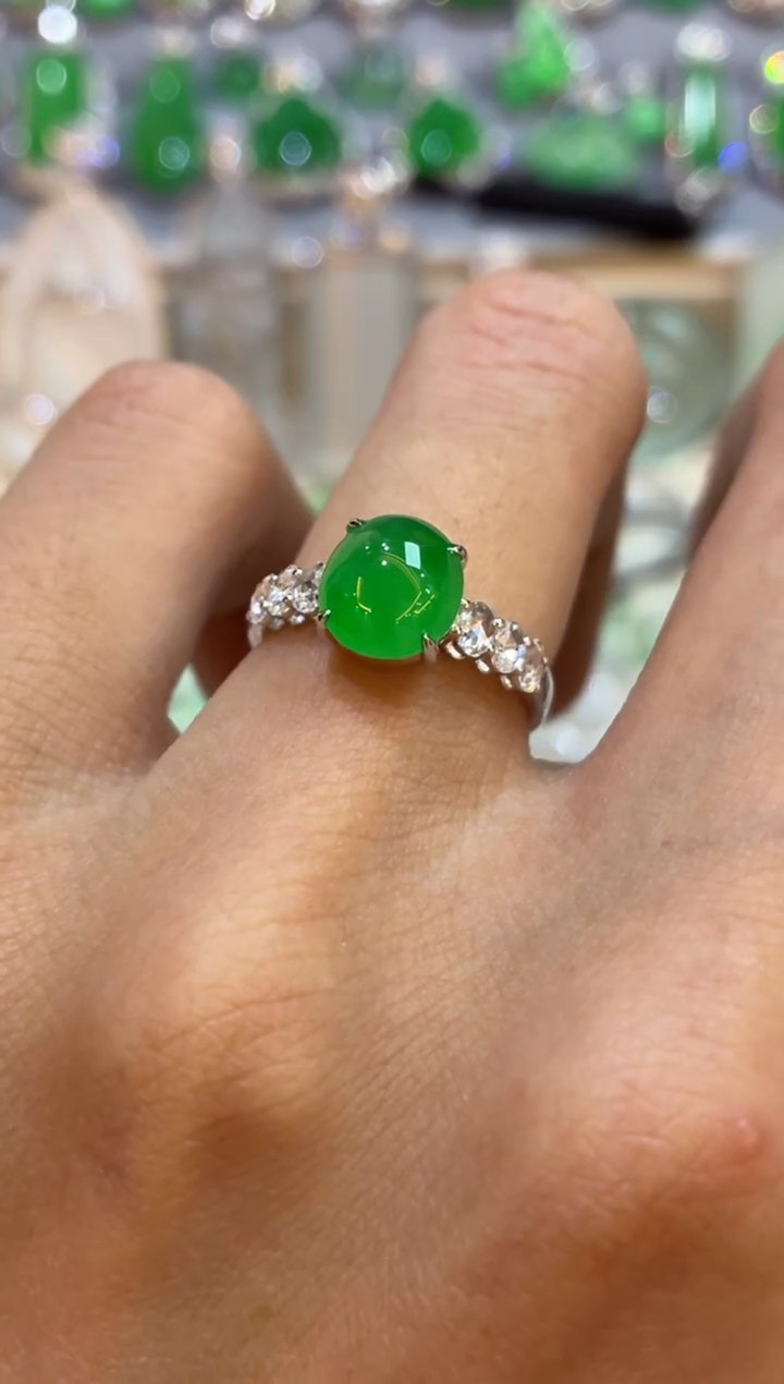 吊坠(不含链)18K金镶嵌翡翠戒指