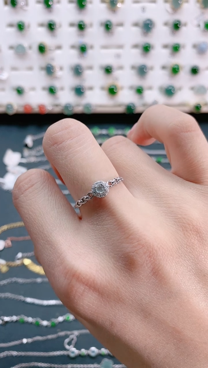 【闪购商品】翡翠戒指银S925镶嵌天然翡翠