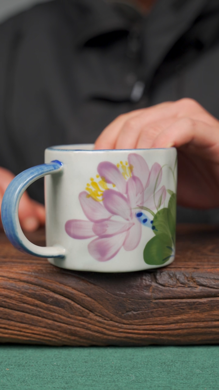 【闪购商品】瓷片70寻一缕瓷香杯釉下手工手绘瓷器