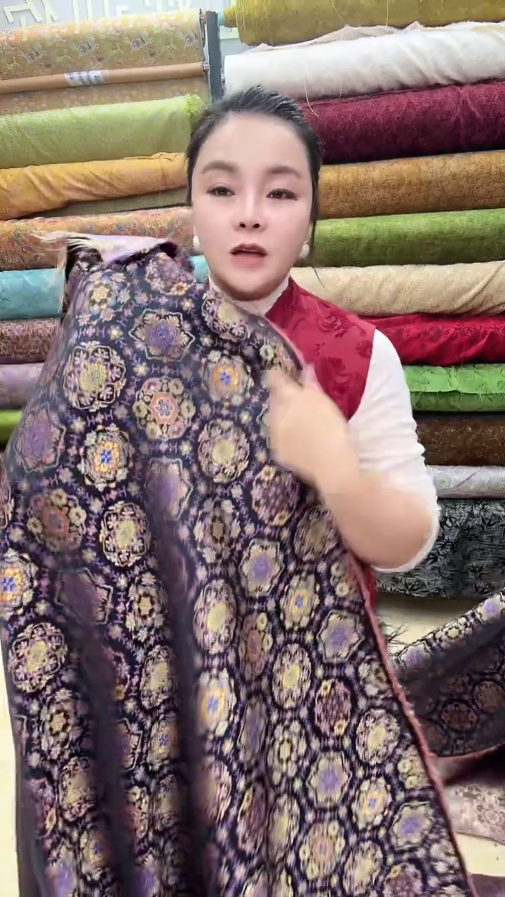 21号黑色宝相花宋锦1.5米