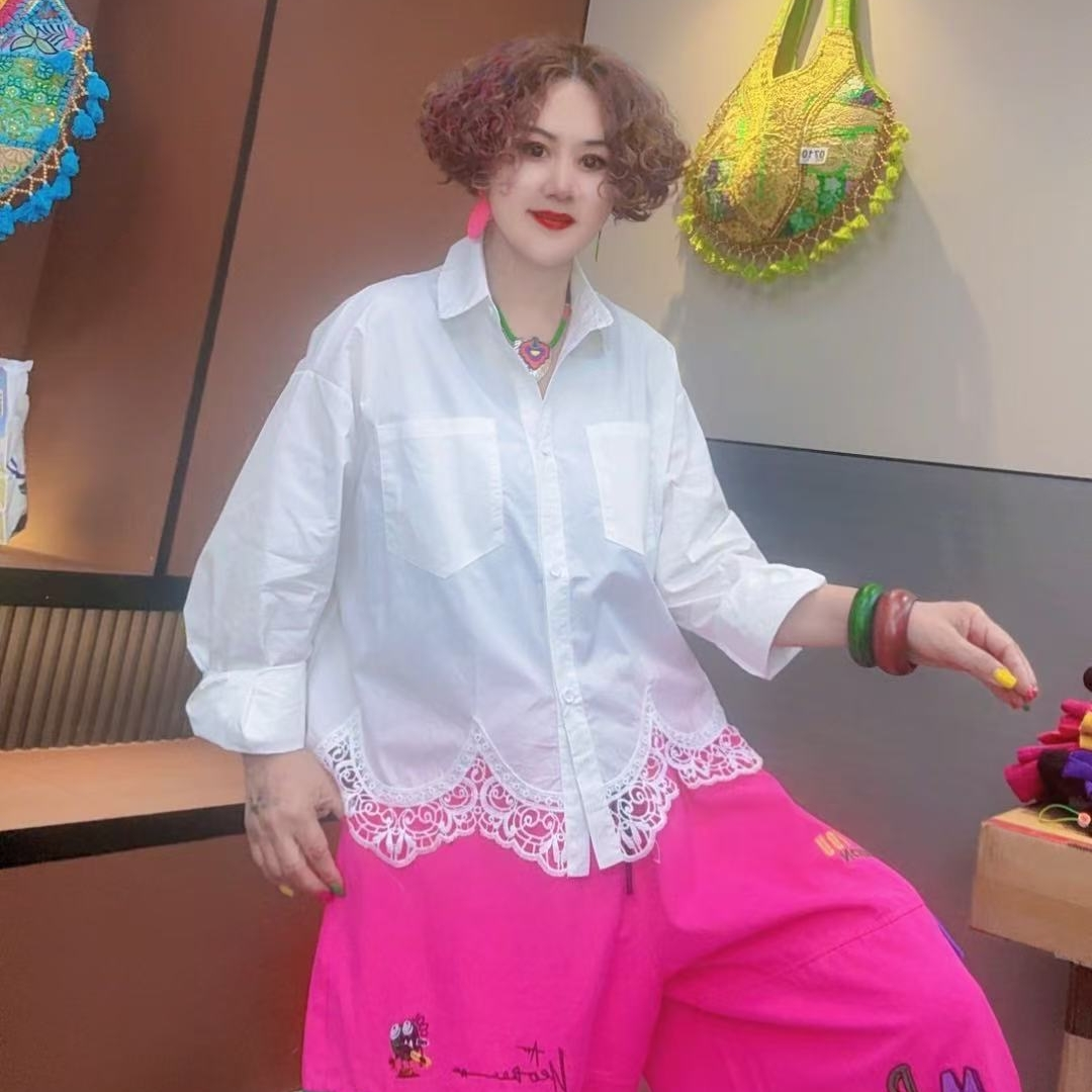 {欧洲站}梦姐同款时尚蕾丝衬衣