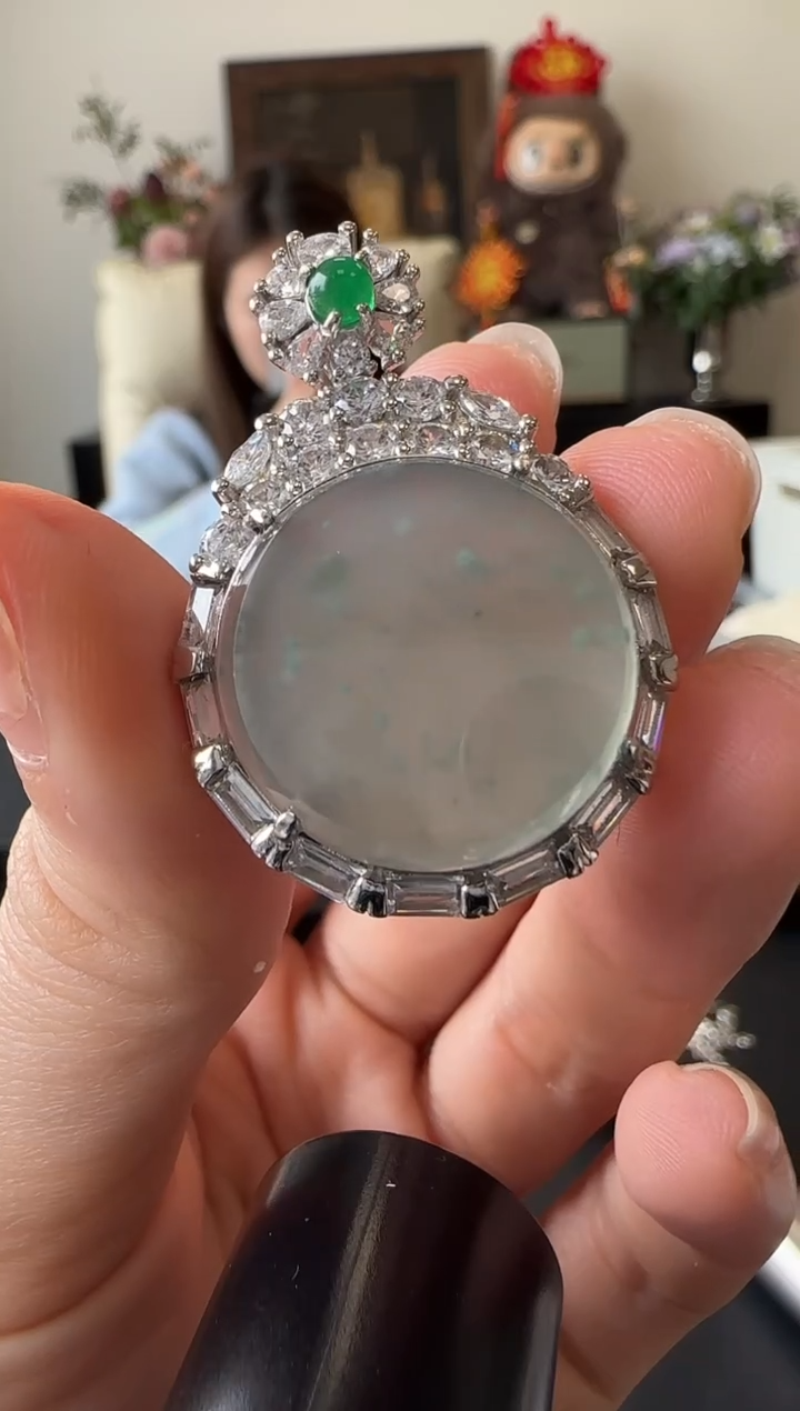 【闪购商品】翡翠吊坠(不含链)银S925镶嵌银镶