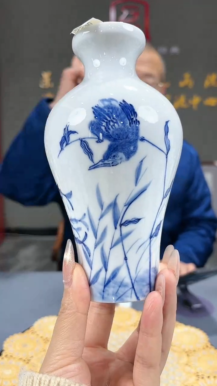 【闪购商品】官窑瓷画院245官窑瓷画院单翠赏瓶