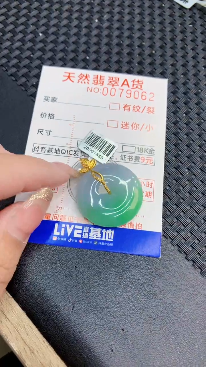 翡翠18K金镶嵌颈饰             8