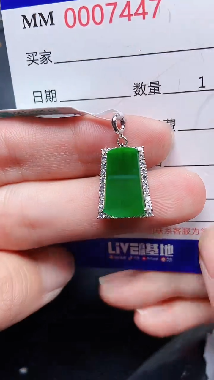 颈饰银S925镶嵌翡翠7447