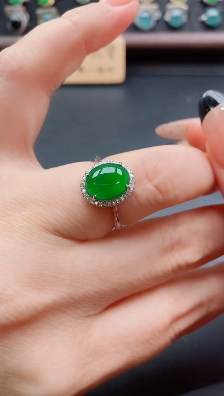 银S925镶嵌戒指翡翠1