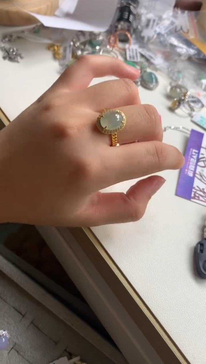 银S925镶嵌戒指翡翠7