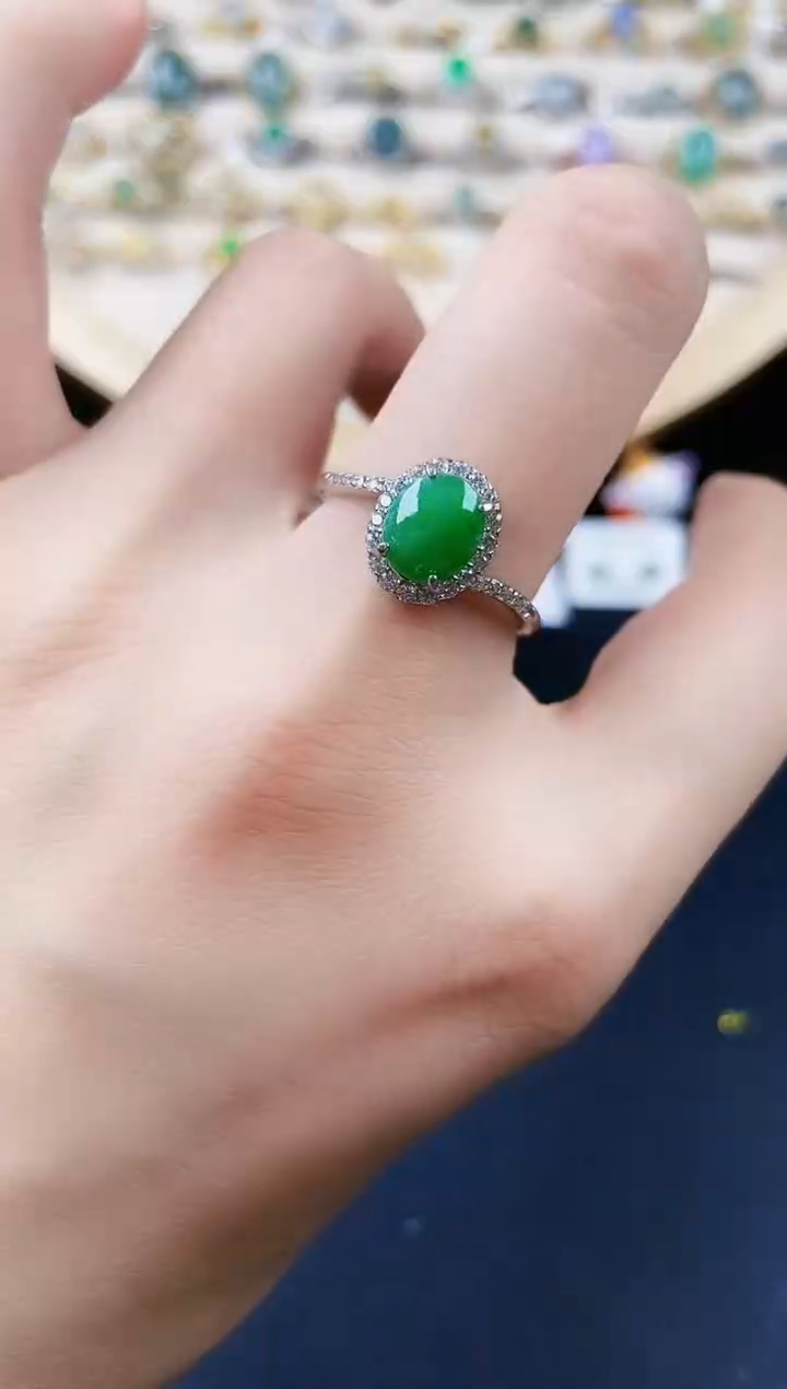 【闪购商品】翡翠银S925镶嵌戒指464646