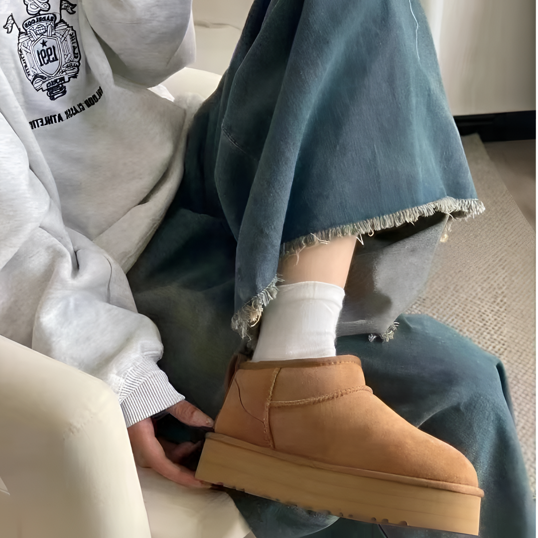 福利价【周冬雨5CM】同款桑坡厚底雪地靴女新款5CM增高短筒加厚棉鞋