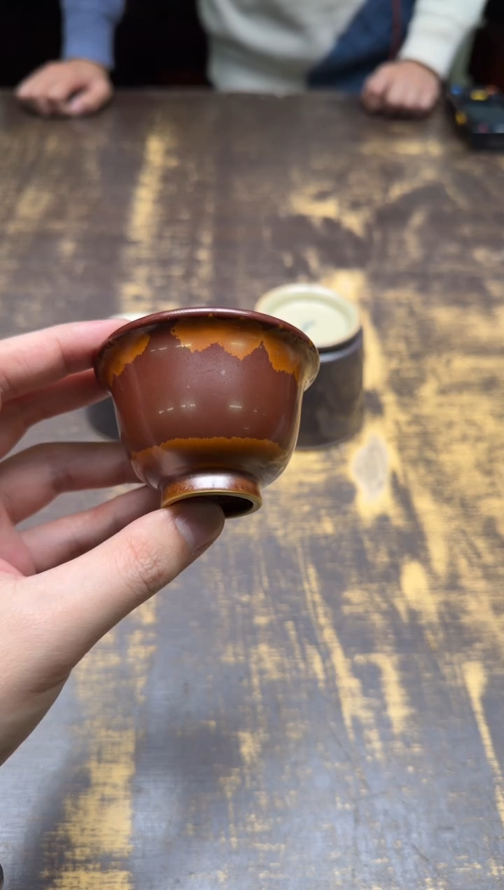 北**雪荣器 木首釉小压手杯（纯釉）3个