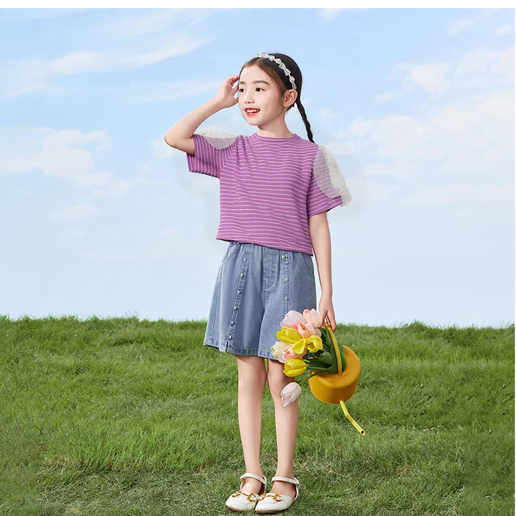 83012高端专享夏季女宝短袖紫粉