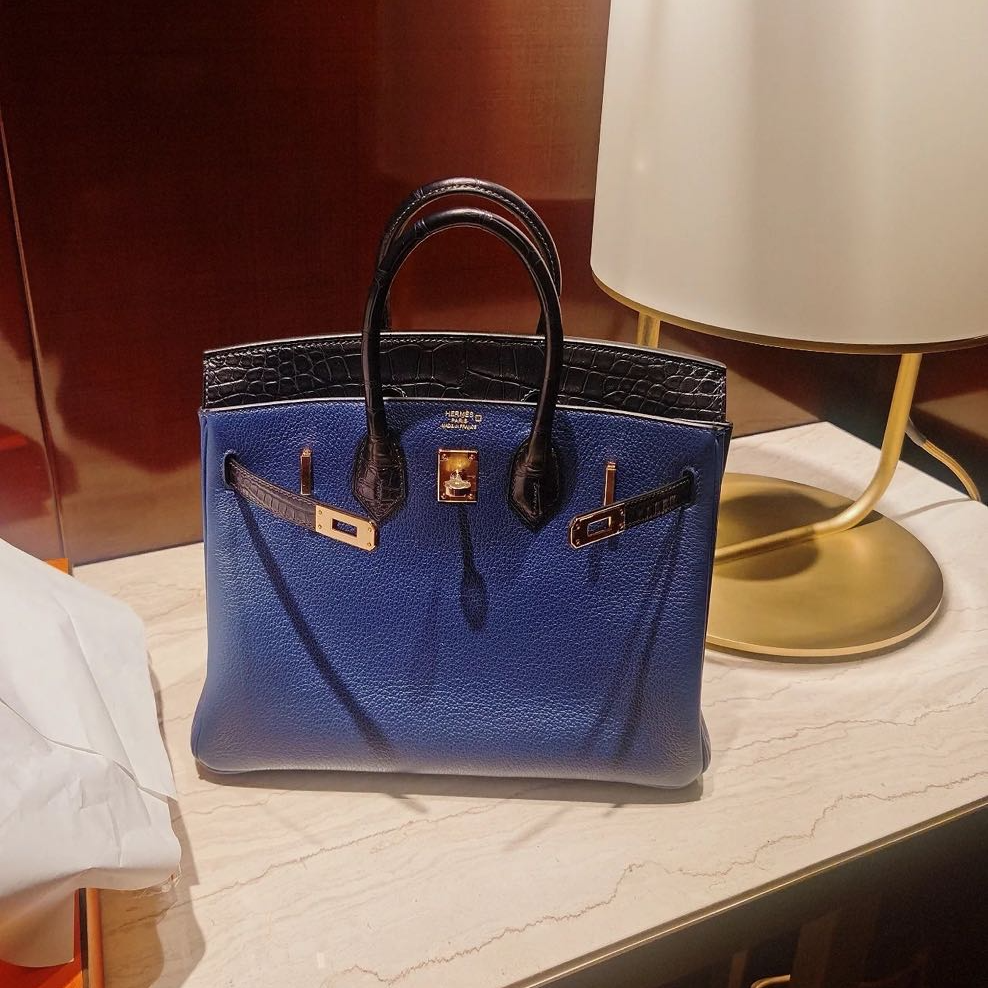 99新 Hermes/爱马仕 小花Jerry843856birkin25 togo皮 宝石蓝Y刻 