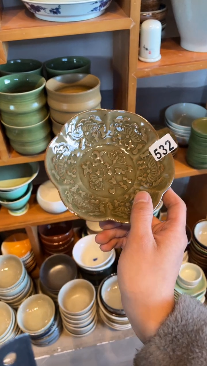 【闪购商品】瓷片532耀州窑雕花小碟1个