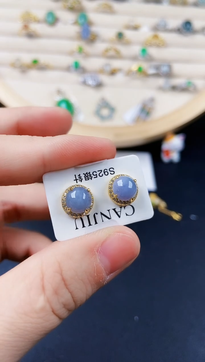【闪购商品】翡翠银S925镶嵌耳饰464564