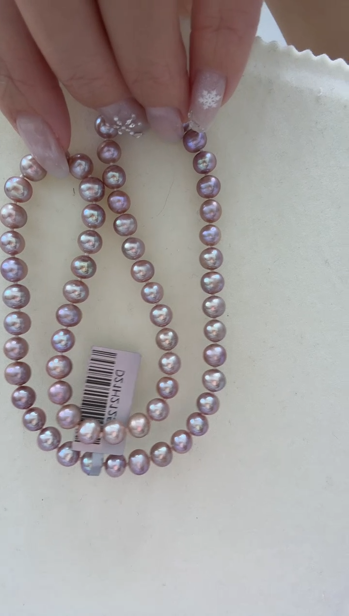 颈饰银S925镶嵌淡水珍珠茶金属光 无核 6.3-7.3