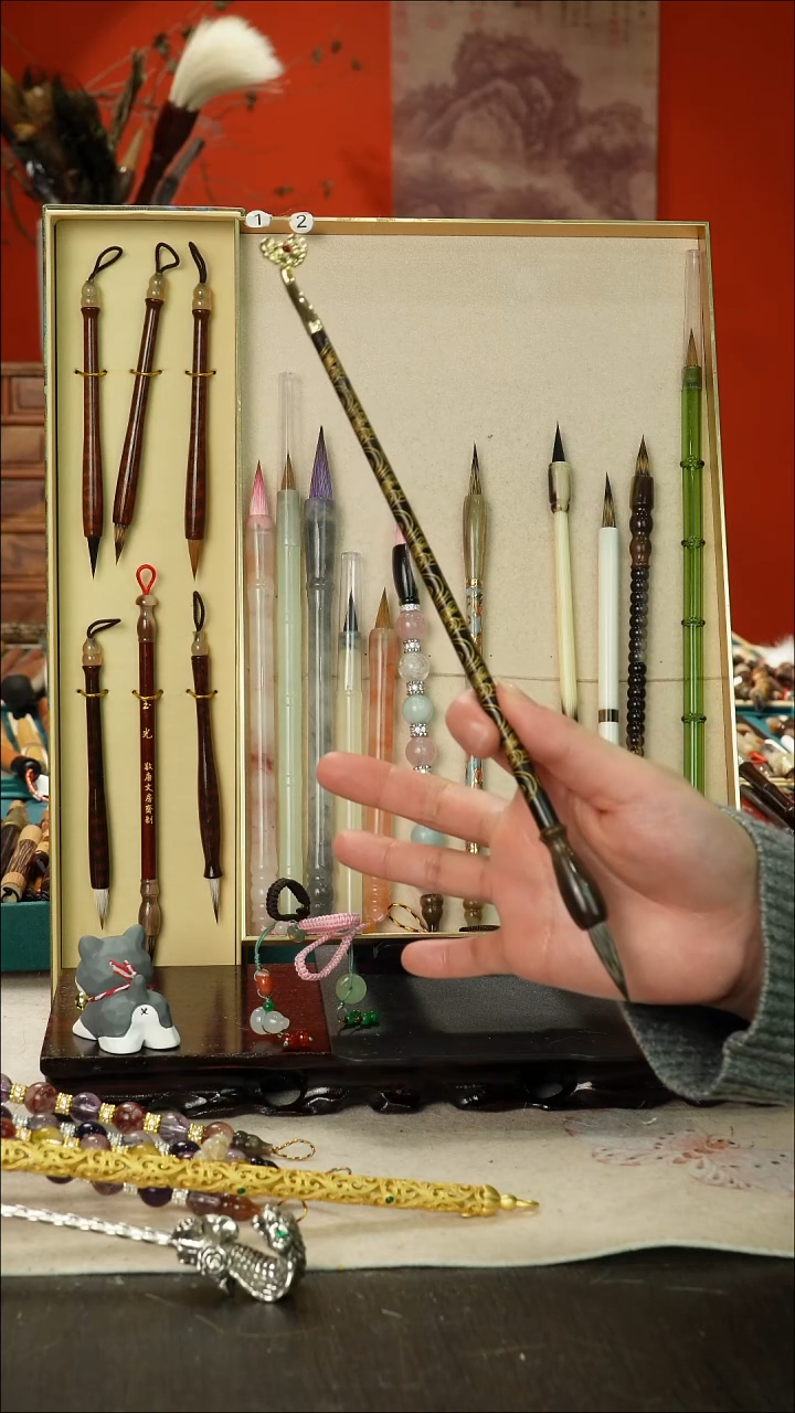 81号闪孤品高货毛笔链接 清水试笔 蘸墨不退