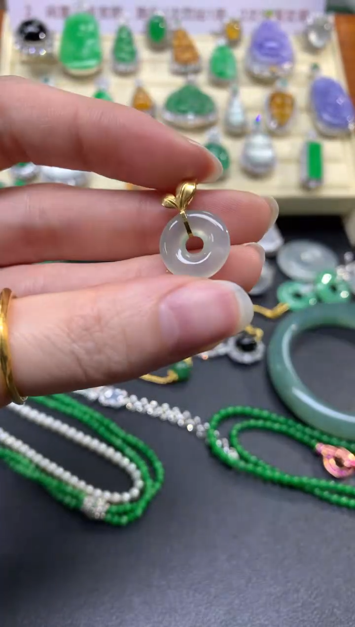 翡翠18K金镶嵌吊坠(不含链)吊坠|500+50