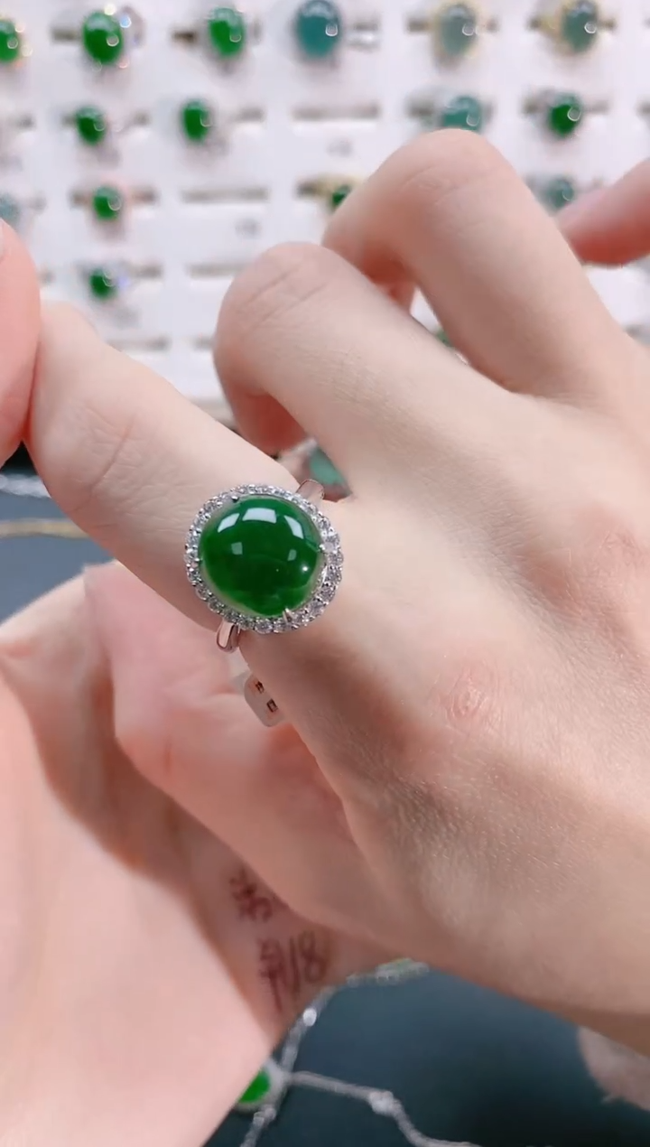 【闪购商品】翡翠戒指银S925镶嵌天然翡翠