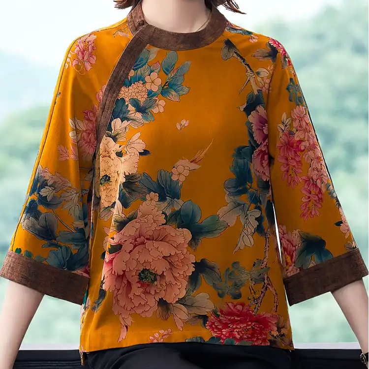 香云纱100%桑蚕丝晒谷场精美时尚韵味网红百搭夏季复古中长款中式