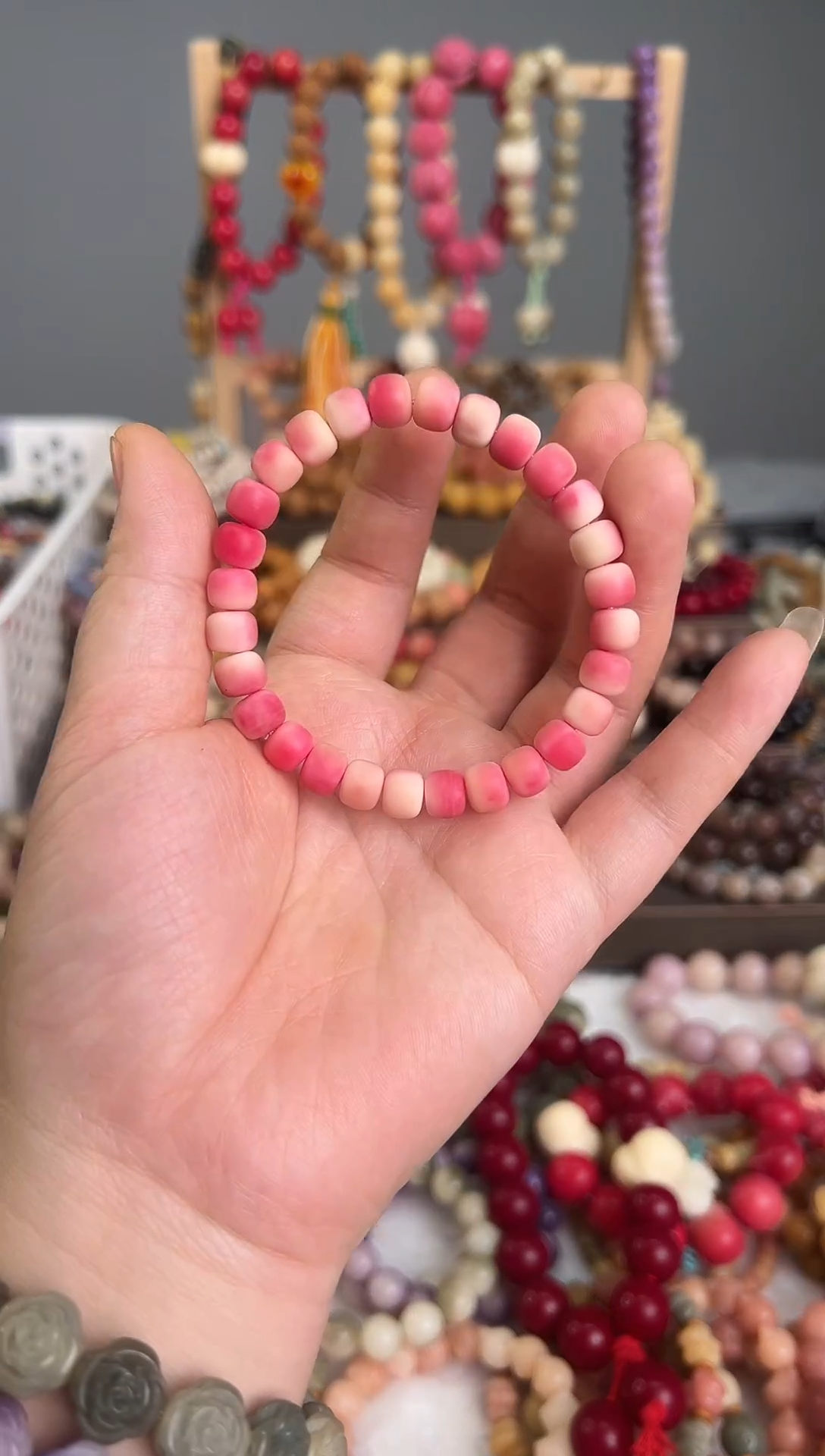 海南小白玉蜜桃素圈菩提手串