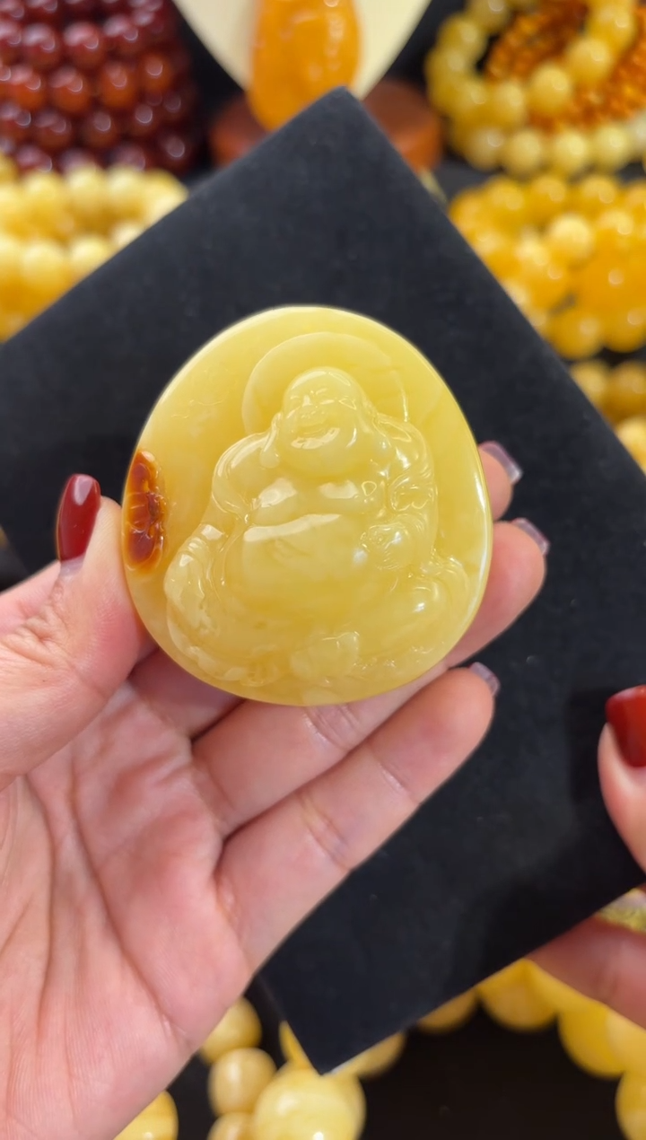 【闪购商品】蜜蜡颈饰未镶嵌弥勒佛开心佛大肚佛佛公