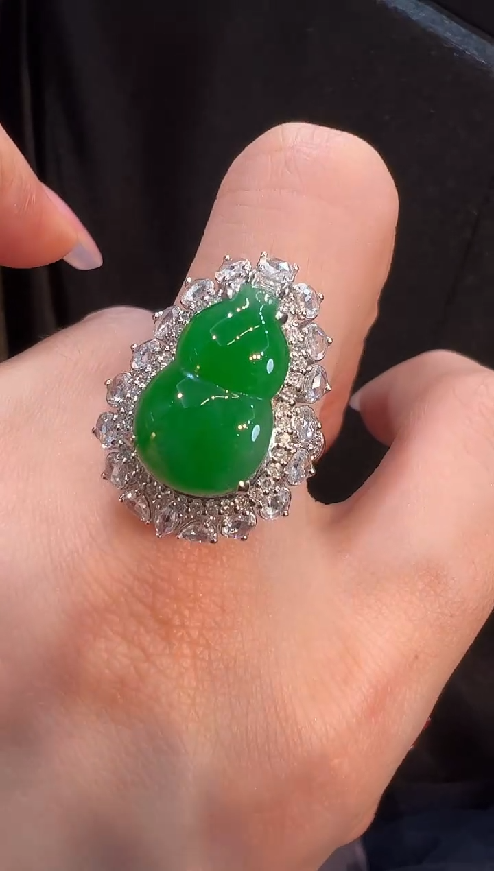 【闪购商品】翡翠戒指18K金镶嵌戒指